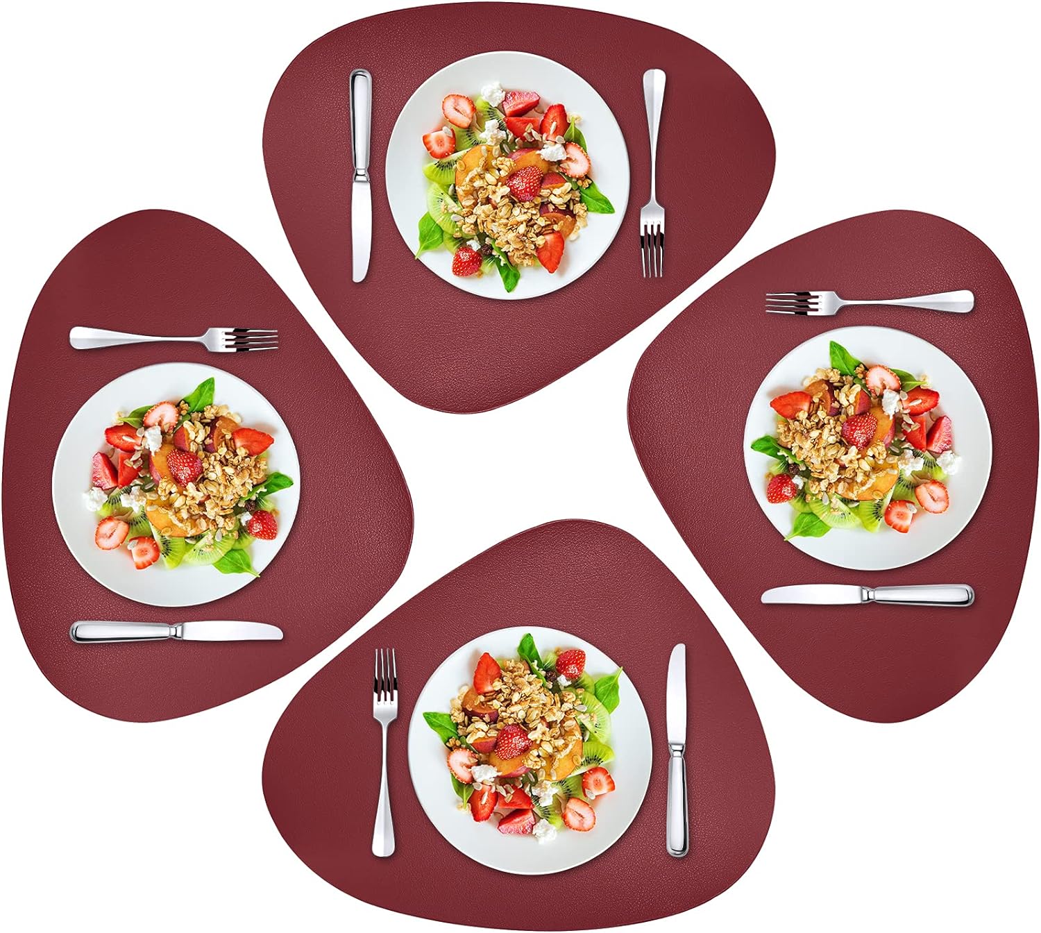 Herda Faux Leather Round Placemats Set of 4 Wipeable Washable Heat Resist Table Mats 24Hr Smart